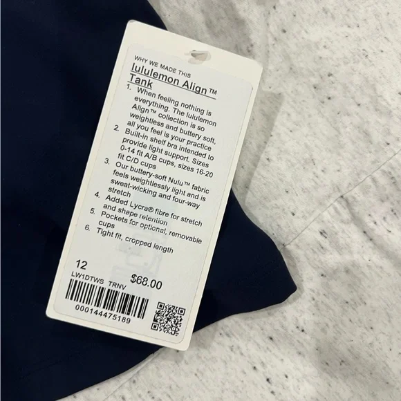 Lululemon NWT Align Tank True Navy Size 12 - Picture 4 of 6